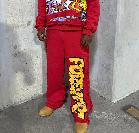 GRAFFITI RED SWEATPANTS